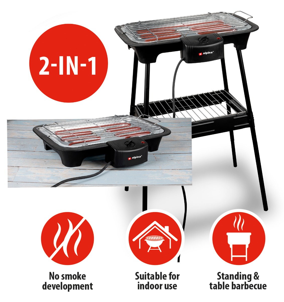 Alpina elektrische BBQ  2-in-1