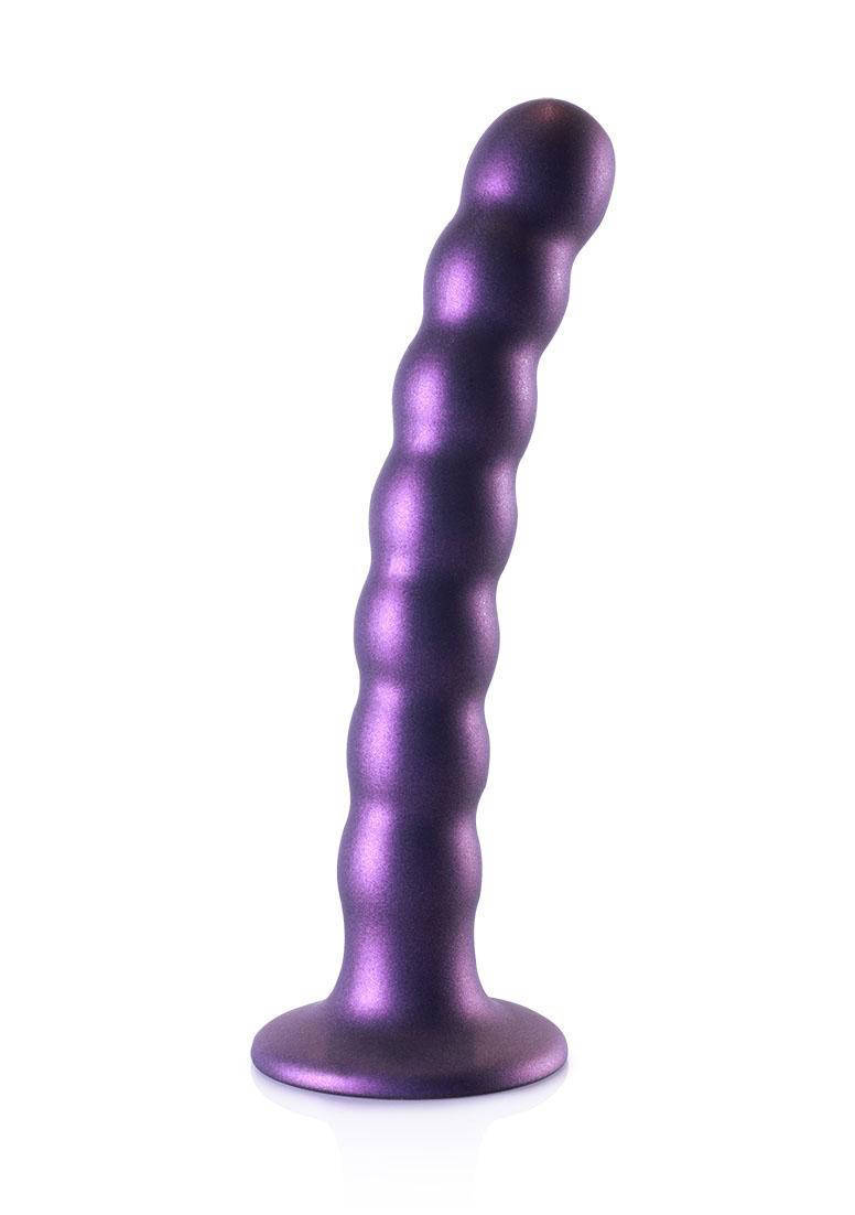 Ouch! Beaded Siliconen G-Spot dildo - 16,5 cm - metallic paars