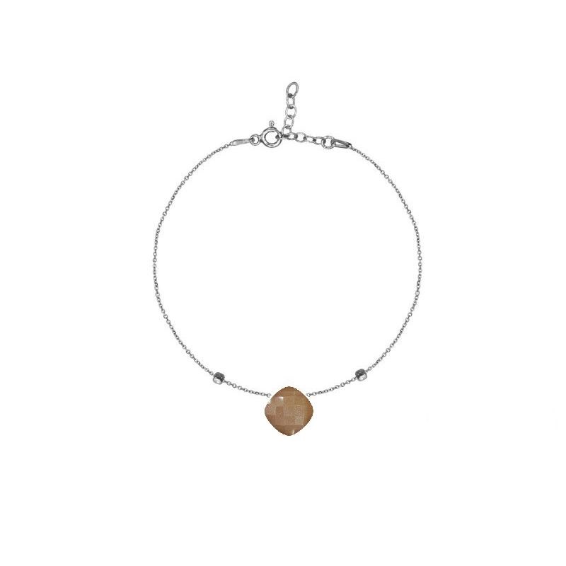 Bracelet argent Pierre de Lune Rose naturelle