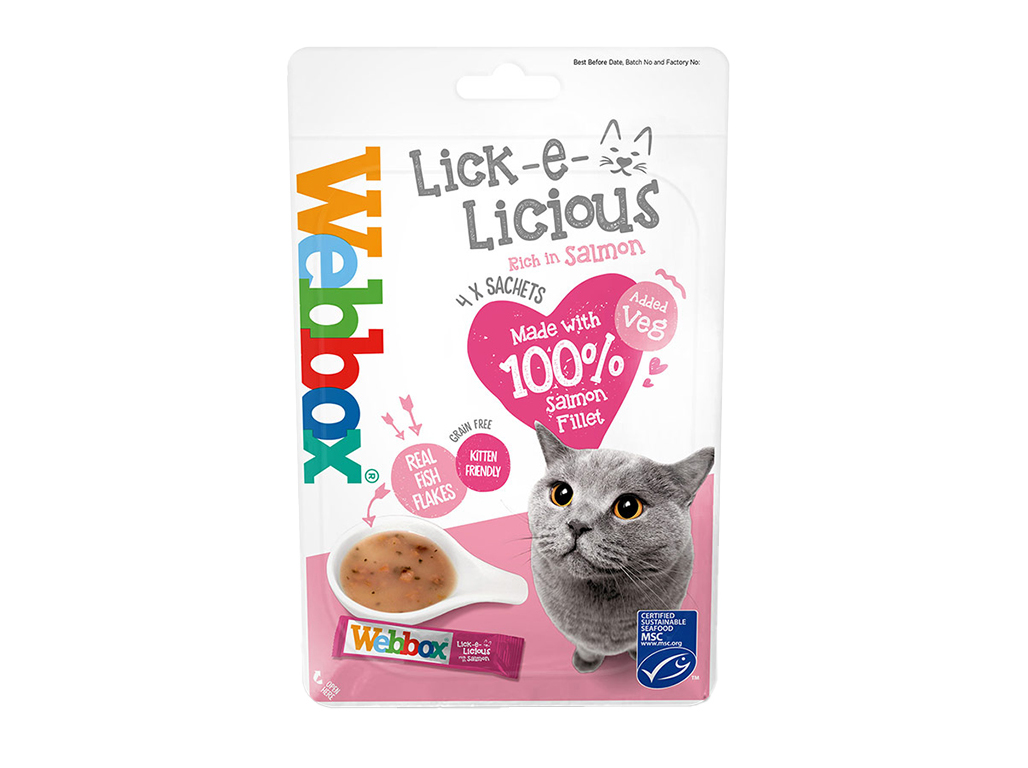 SNACK PARA GATO WEBBOX LICK&LICIOUS SALMÃO 4X20G