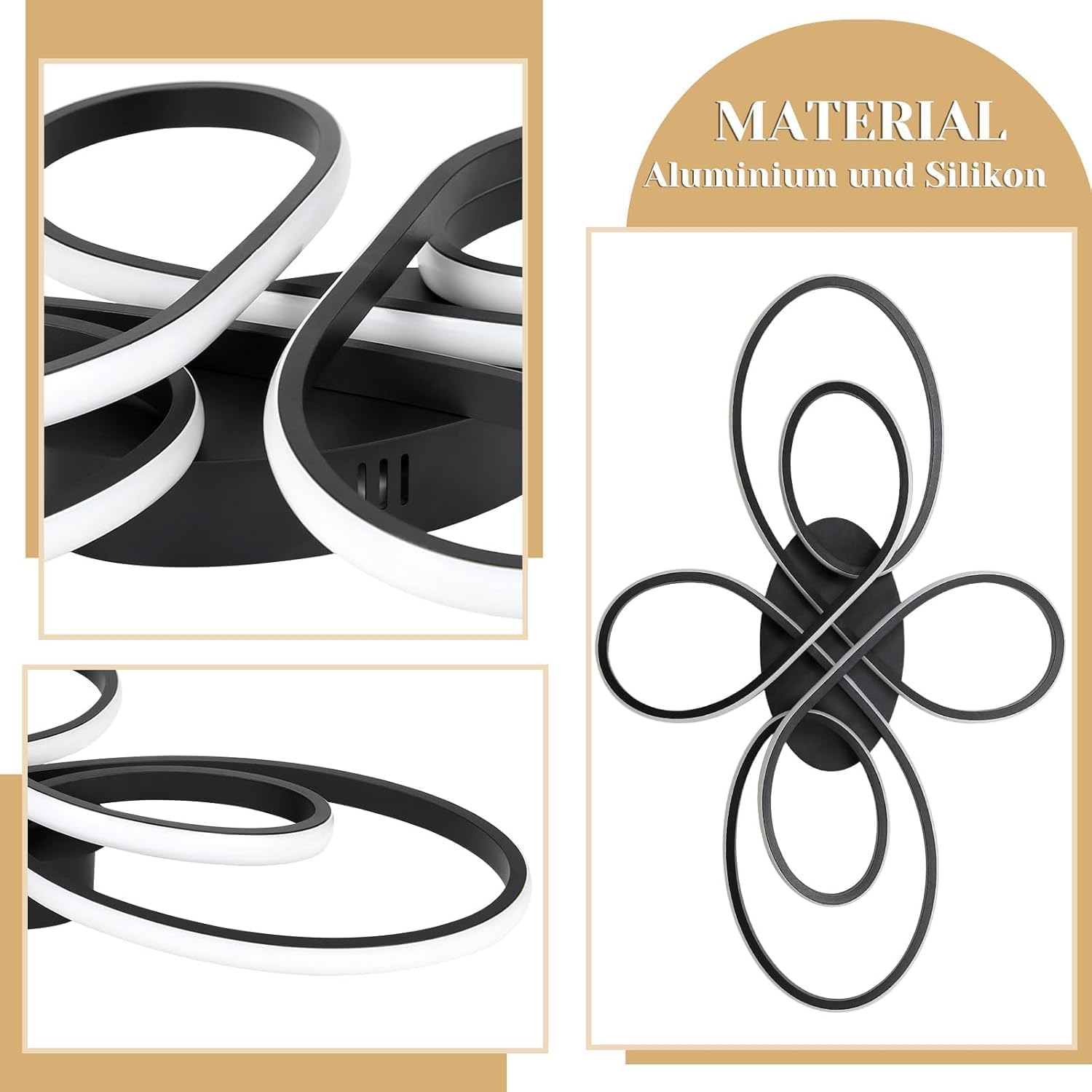 ZMH LED Deckenleuchte Deckenlampe Wohnzimmer - 100cm Wohnzimmerlampe Schwarz Groß Dimmbar Modern Design 90W Schlafzimmerlampe mit Fernbedienung Deckenbeleuchtung für Schlafzimmer Esszimmer Büro Küche