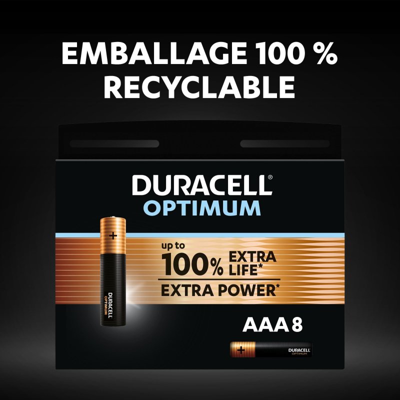 Duracell Optimum - Pack de 8 piles Alcalines AAA/LR03 - 1,5V
