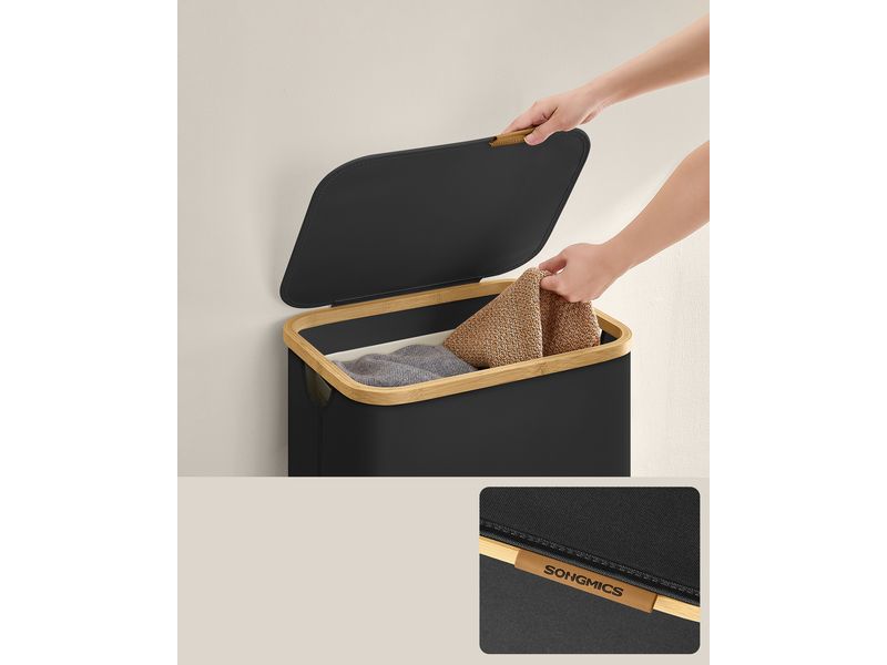 Songmics Wäschekorb  90 l, Schwarz Wäschesammler