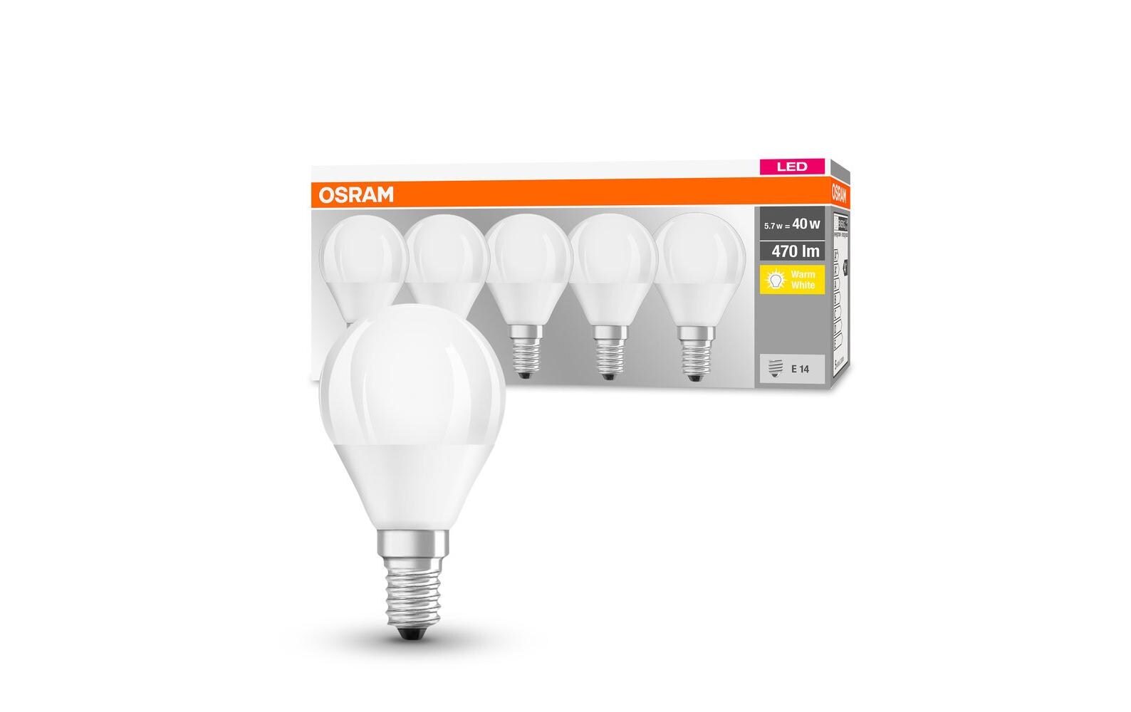 Lampe Base Retro, 5W, E14 Warmweiss, 5er BoxLED-Leuchtmittel