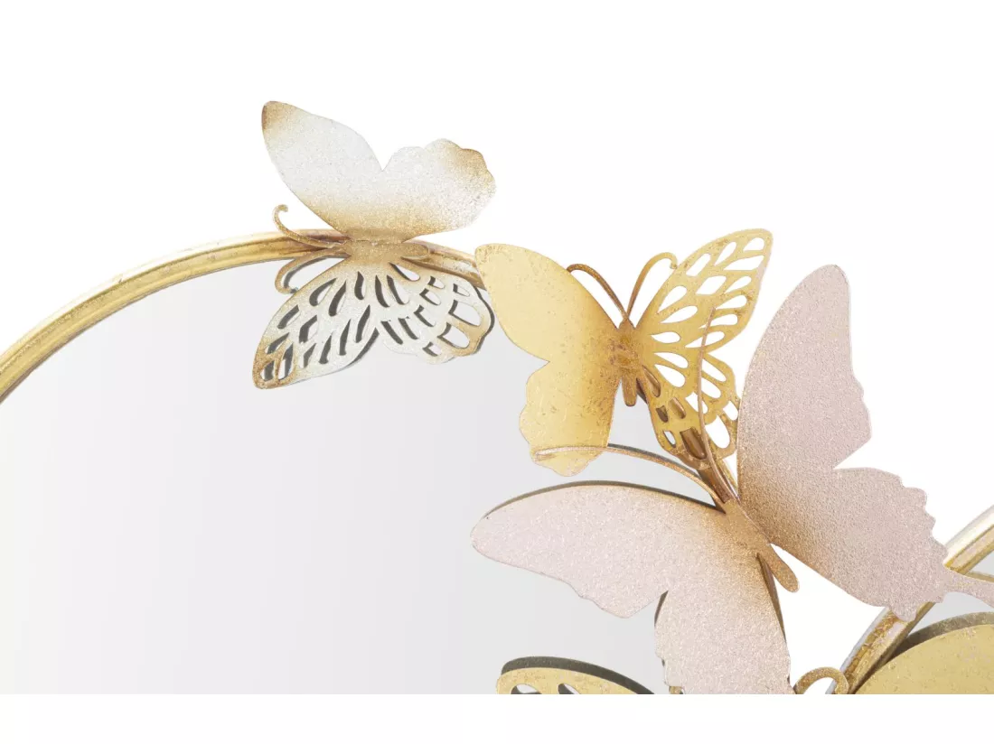 Miroir Mural Double Farfalle Pink - Forme Infinie avec Motifs Papillons - 81x3x52,5 cm