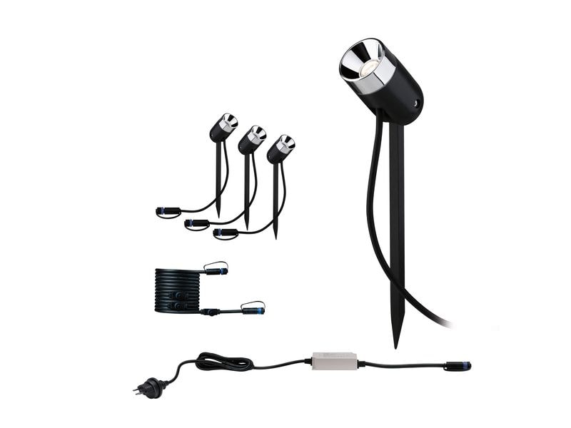 Paulmann Gartenspot Plug & Shine Pike 45° 3000 K, Basisset Starterset für das Plug & Shine System