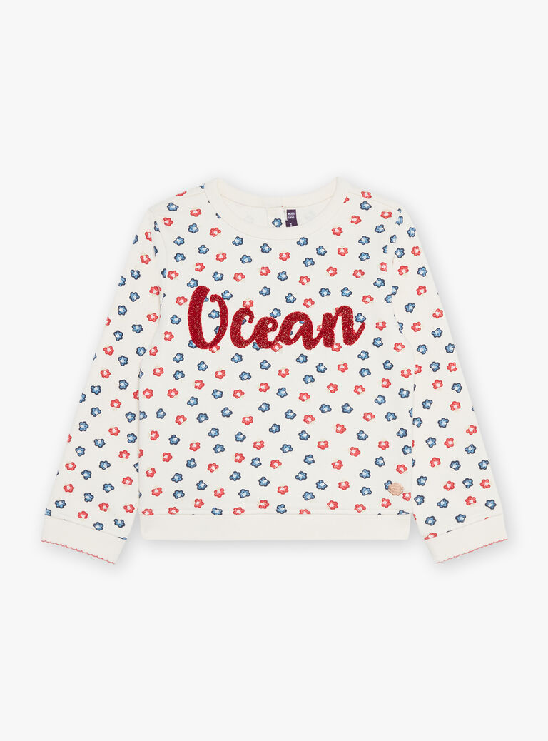 Sweat écru fleuri