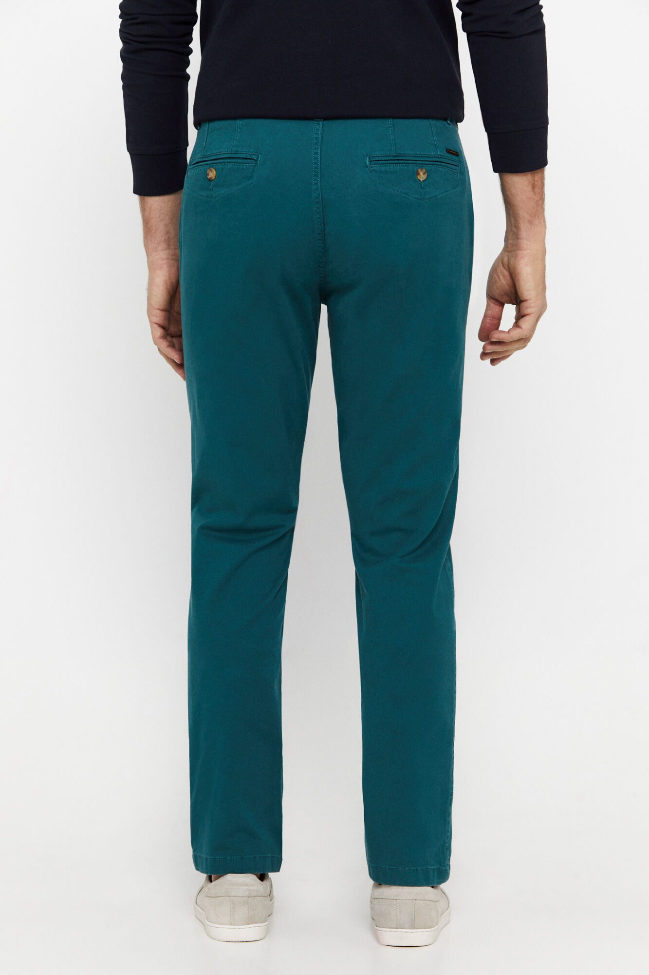 Calça chino de corte regular - Verde escuro