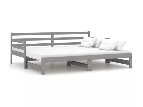 Lit coulissant sans matelas gris 2x(90x200) cm