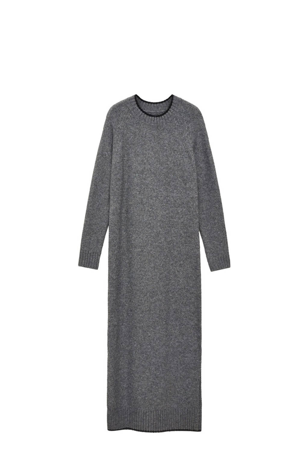 MANGO TEEN maxi jurk grof gebreid grijs