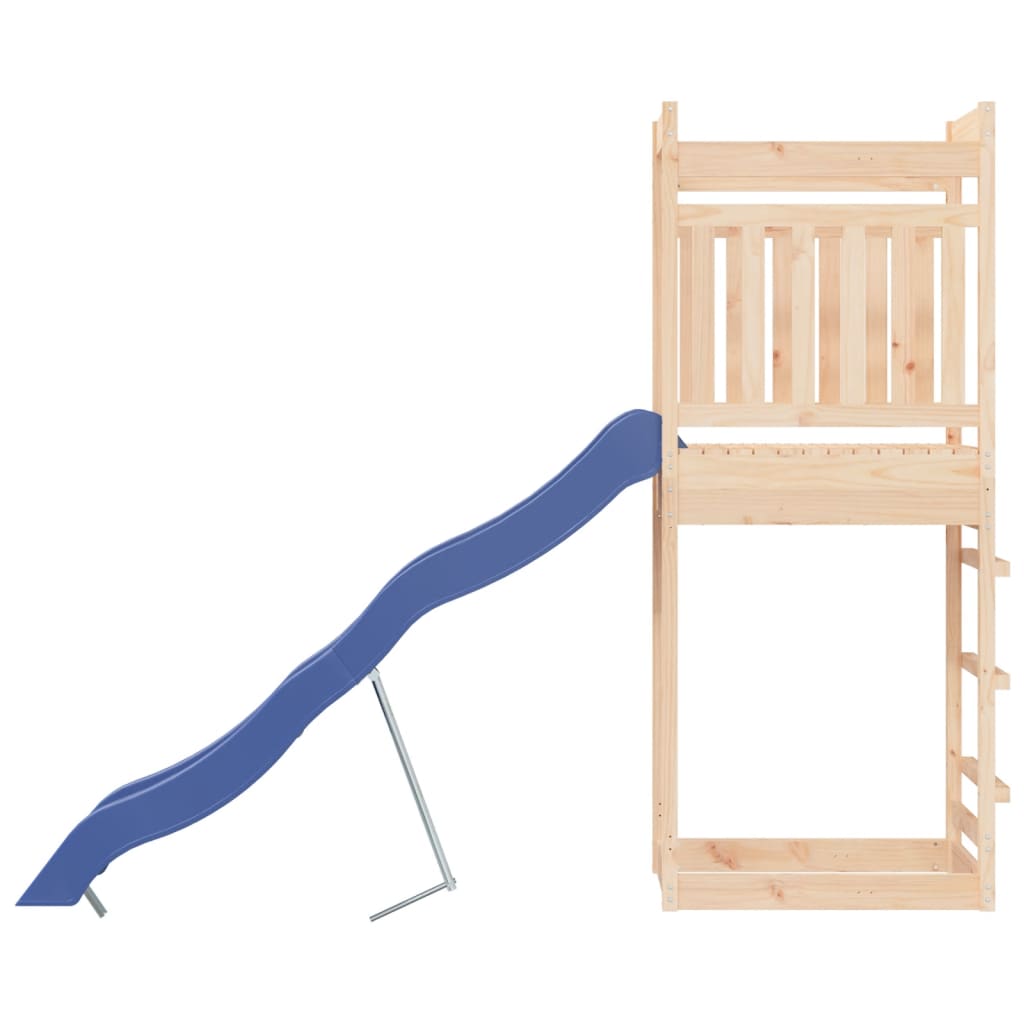 Aire de jeux d'extérieur balançoires toboggan portiques robuste jeux jardin 53 x 266 x 207 cm bois de pin massif