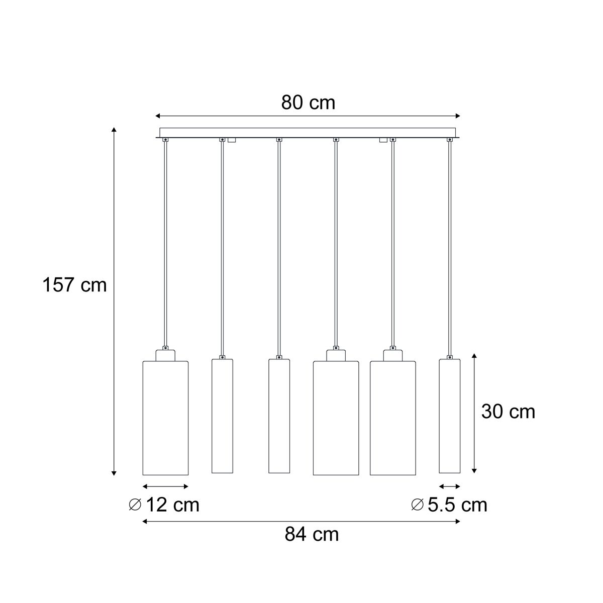 Moderne hanglamp zwart met smoke glas 6-lichts - Duplantis