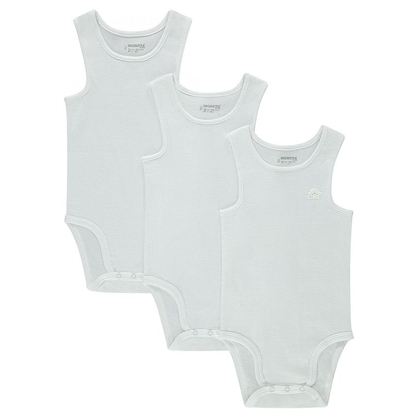 Lot de 3 bodies en jersey sans manches - Blanc