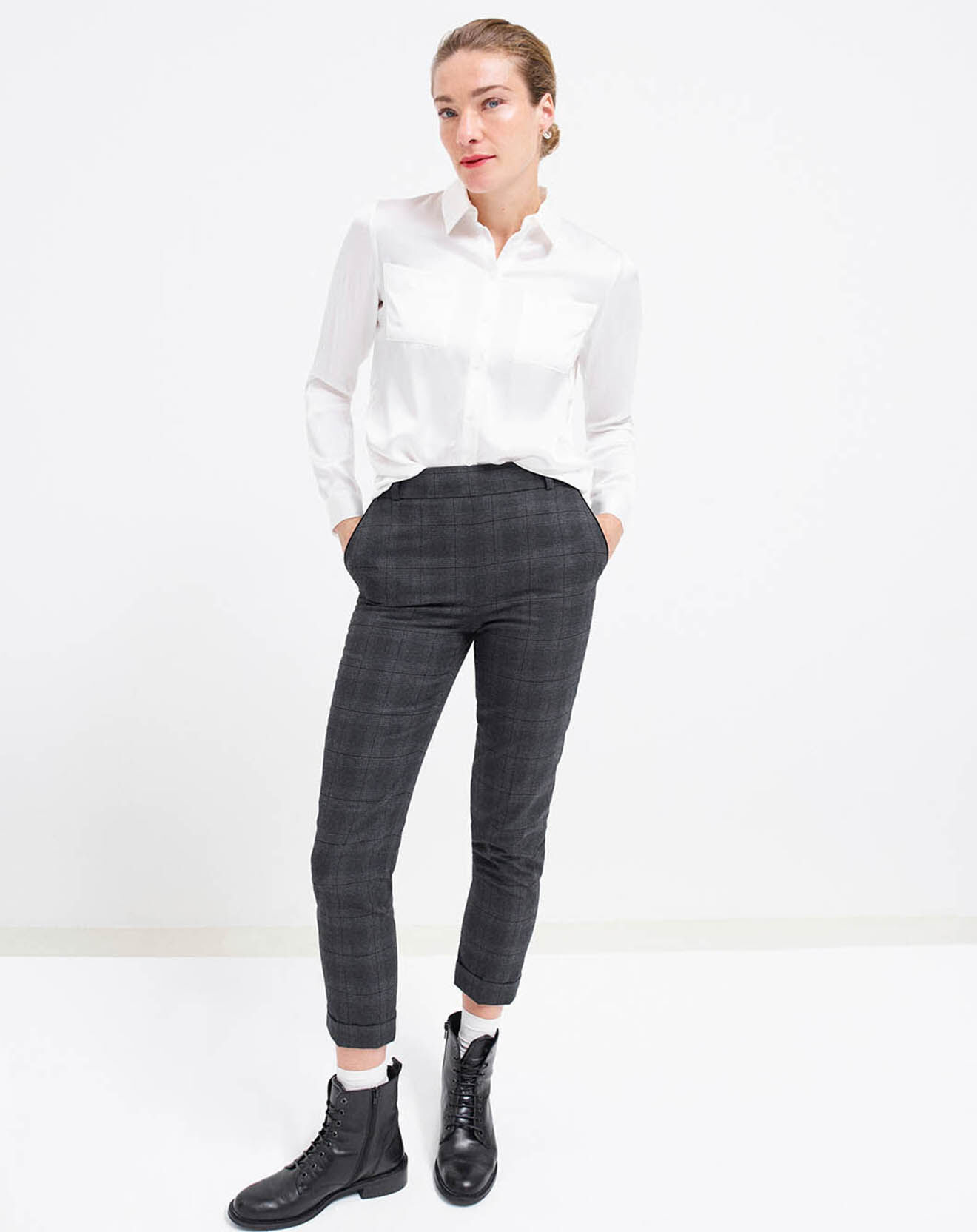 Caroll Pantalon Bob à carreaux noir/gris