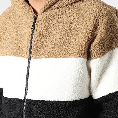 Sweat Zippé Capuche F22215 Noir Blanc Camel