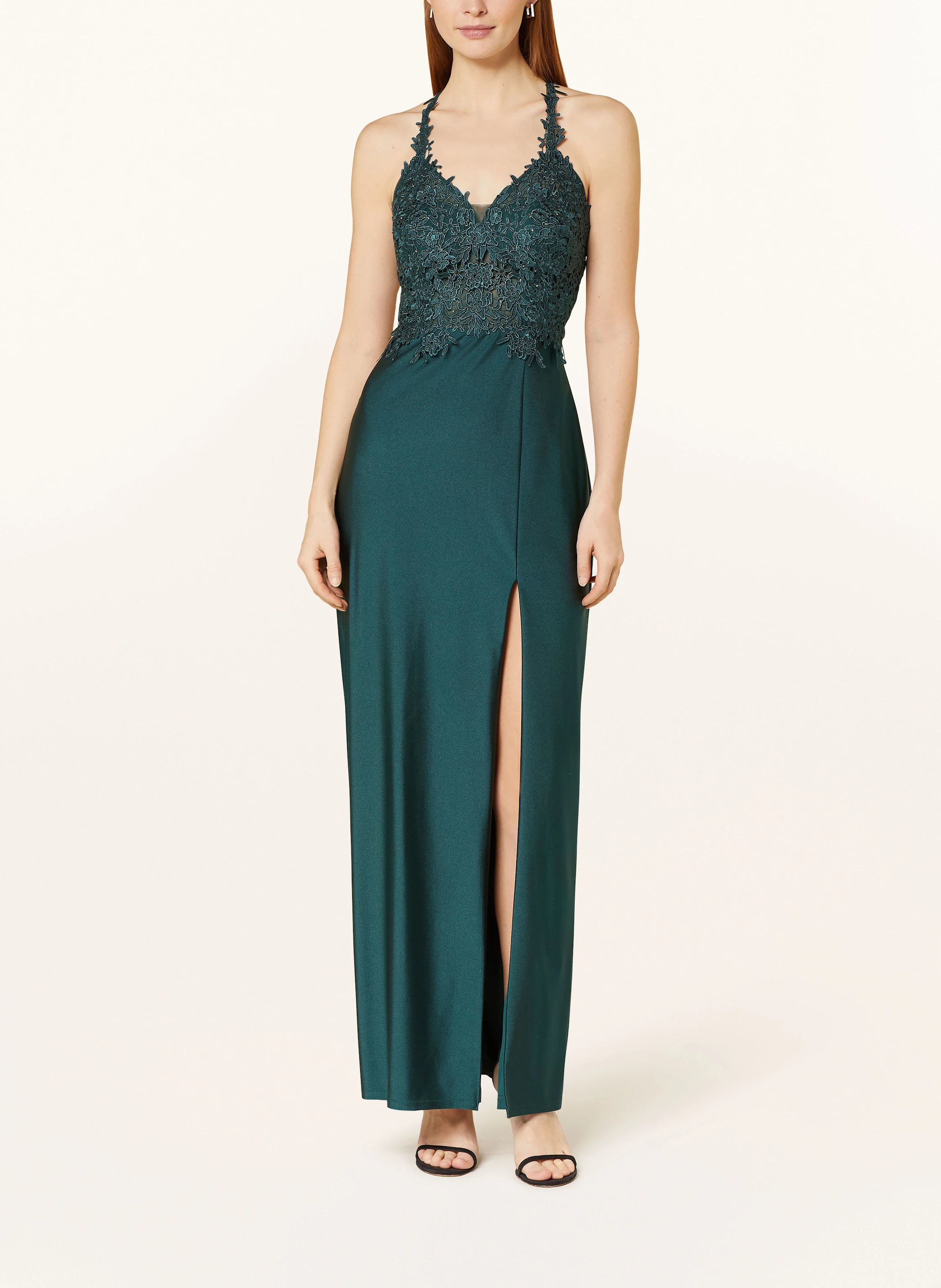 Suddenly Princess Abendkleid im Materialmix mit Spitze und Cut-out