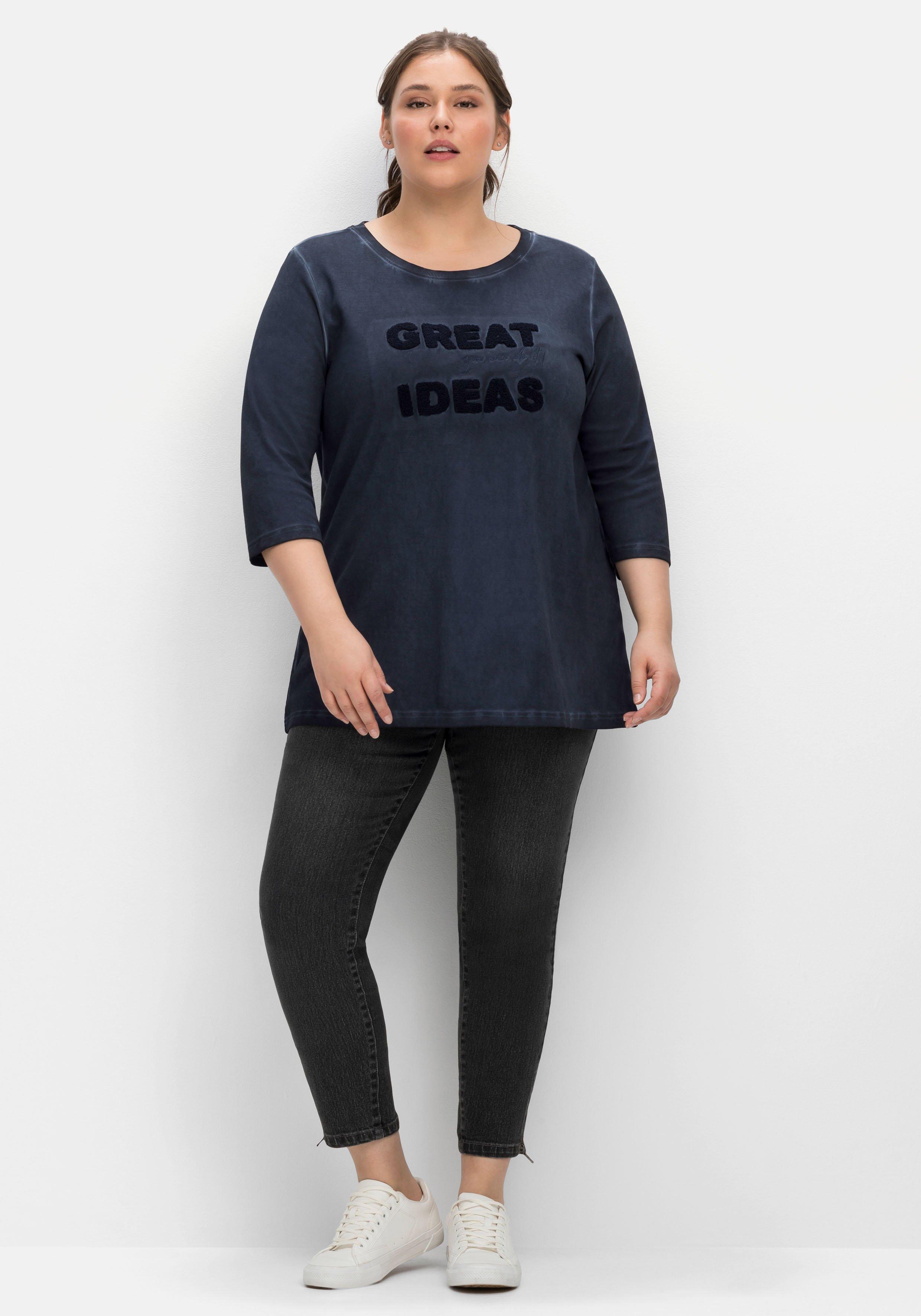 Shirt mit 3/4-Arm und Teddy-Stickerei vorn