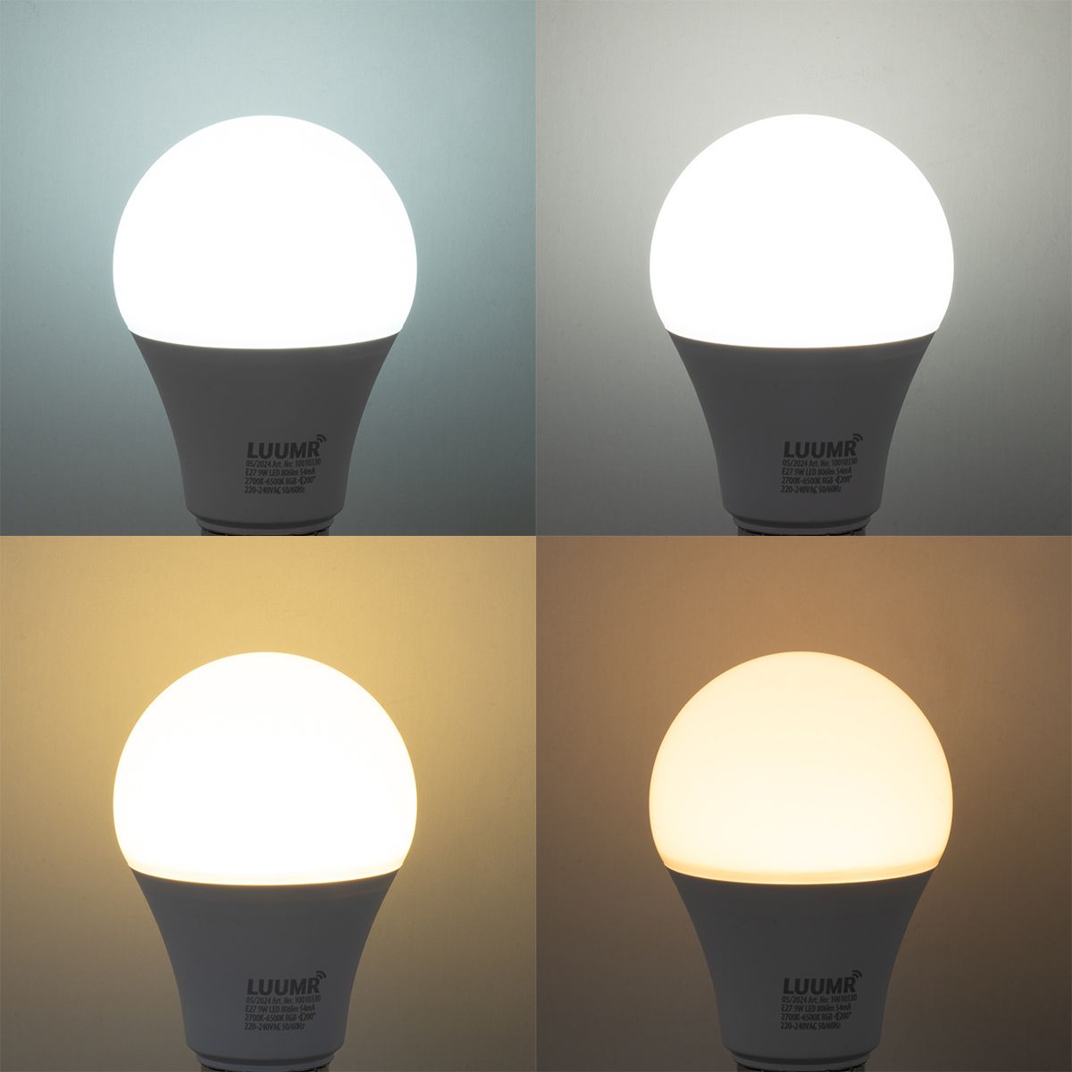 Set van 3 smart E27 dimbare LED lampen A60 9W 806 lm 2700K-6500K incl. Zigbee Smart Hub