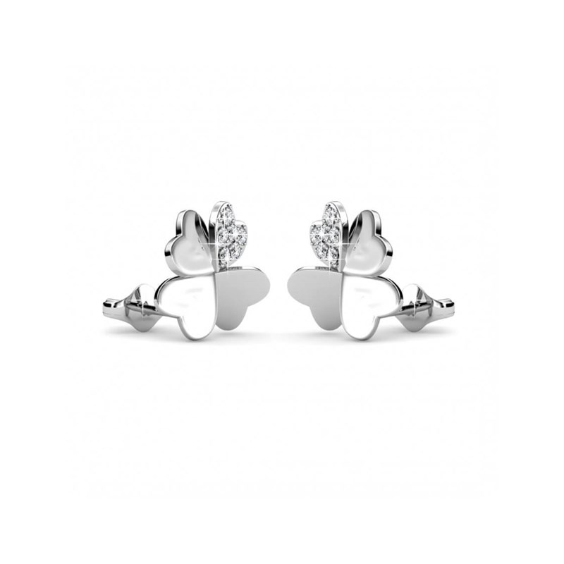 Boucles d'oreilles Lucky Clover  - Argenté et Cristal