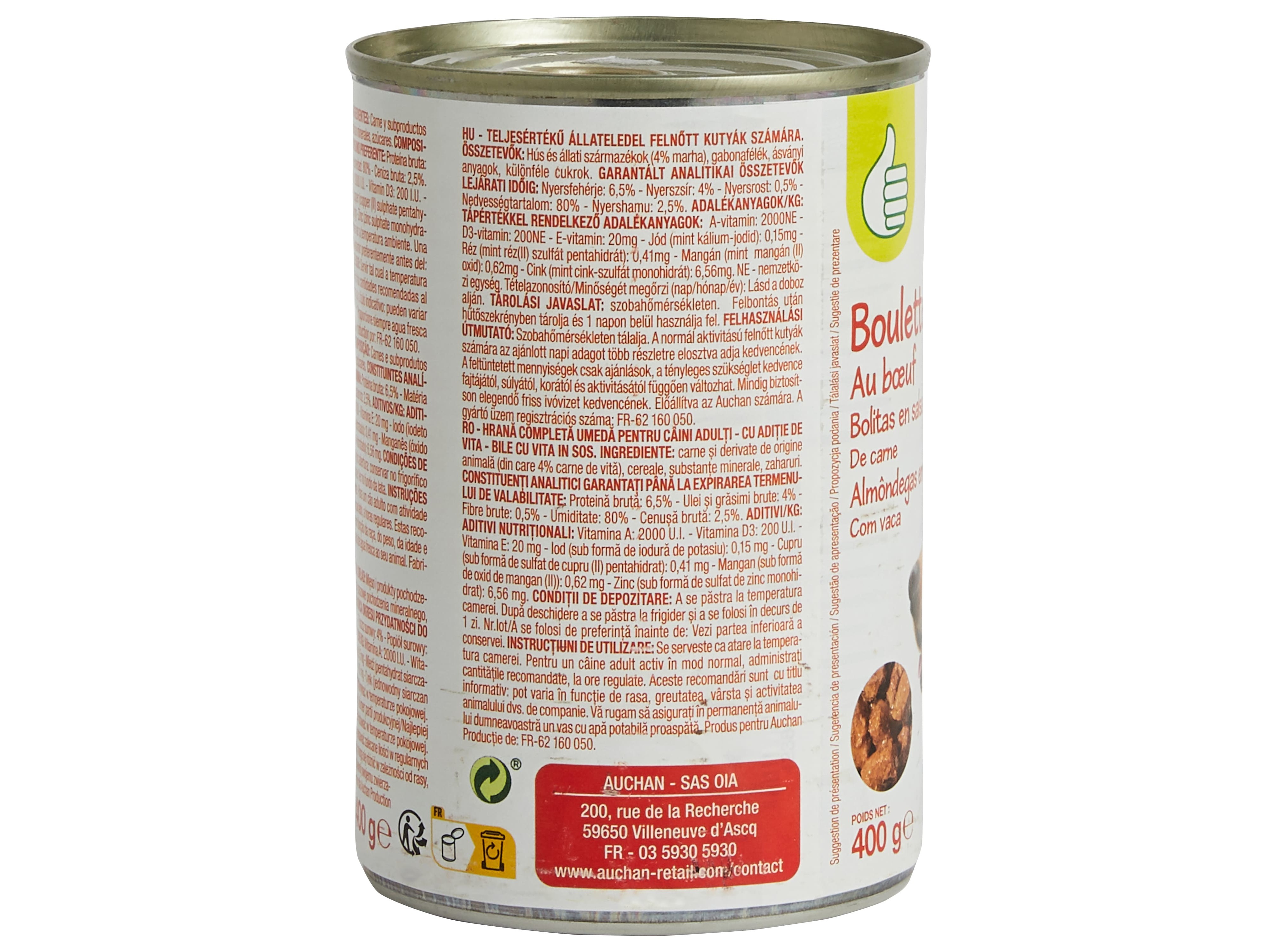 COMIDA HÚMIDA PARA CÃO POLEGAR ALMÔNDEGAS EM MOLHO COM VACA 400G
