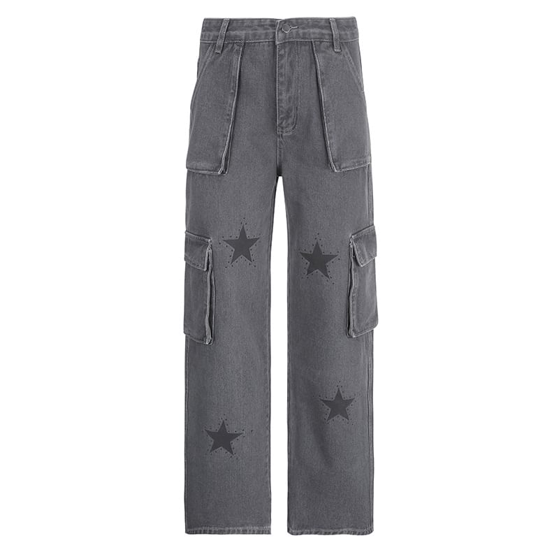 Sosana - Lage jeans met sterrenprint en wijde pijpen