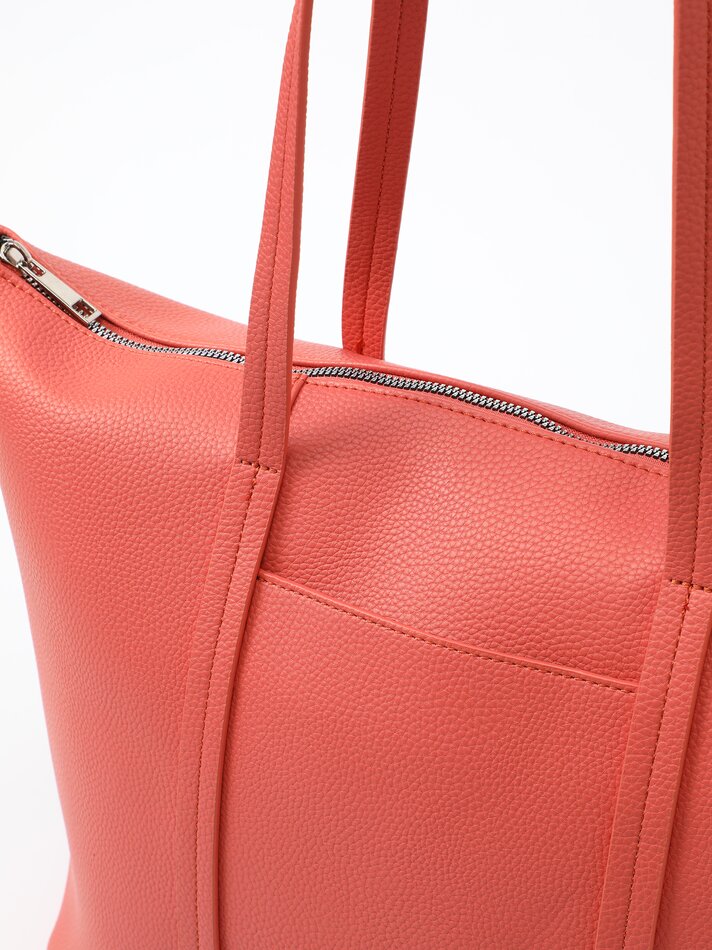 Sacola de compras com efeito de couro - Coral