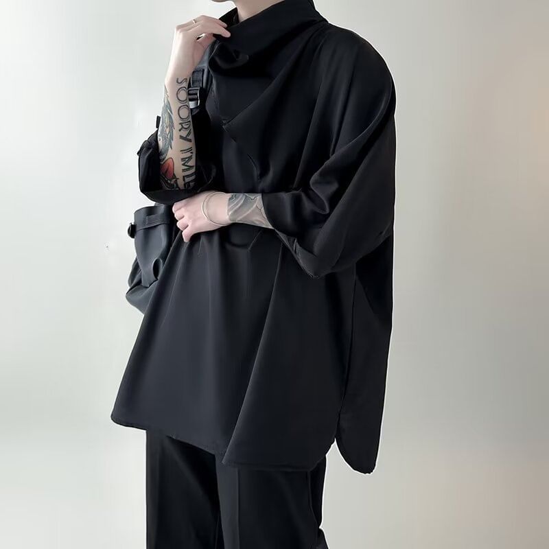 Blueforce - T-shirt met driekwartmouwen en mockneck, effen