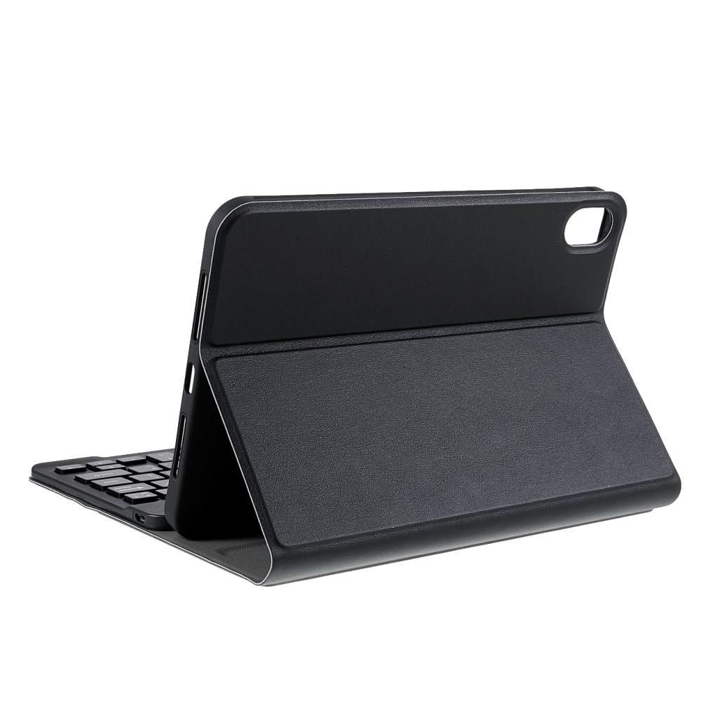 iPad Mini 7 (2024) / Mini 6 (2021) Leder Tasche Magnet Bluetooth Tastatur Abnehmbar (QWERTY) - Schwarz