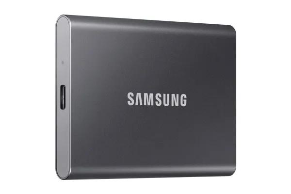 Samsung T7 MU-PC2T0T - SSD - krypteret - 2 TB - ekstern (bærbar) - USB 3.2 Gen 2 (USB-C stikforbindelse) - 256-bit AES - titan grå