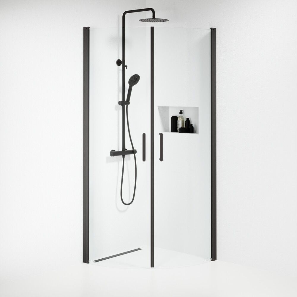 DUSJHJØRNE CAMARGUE STRANDBO RUND 80X80CM MATTSVART