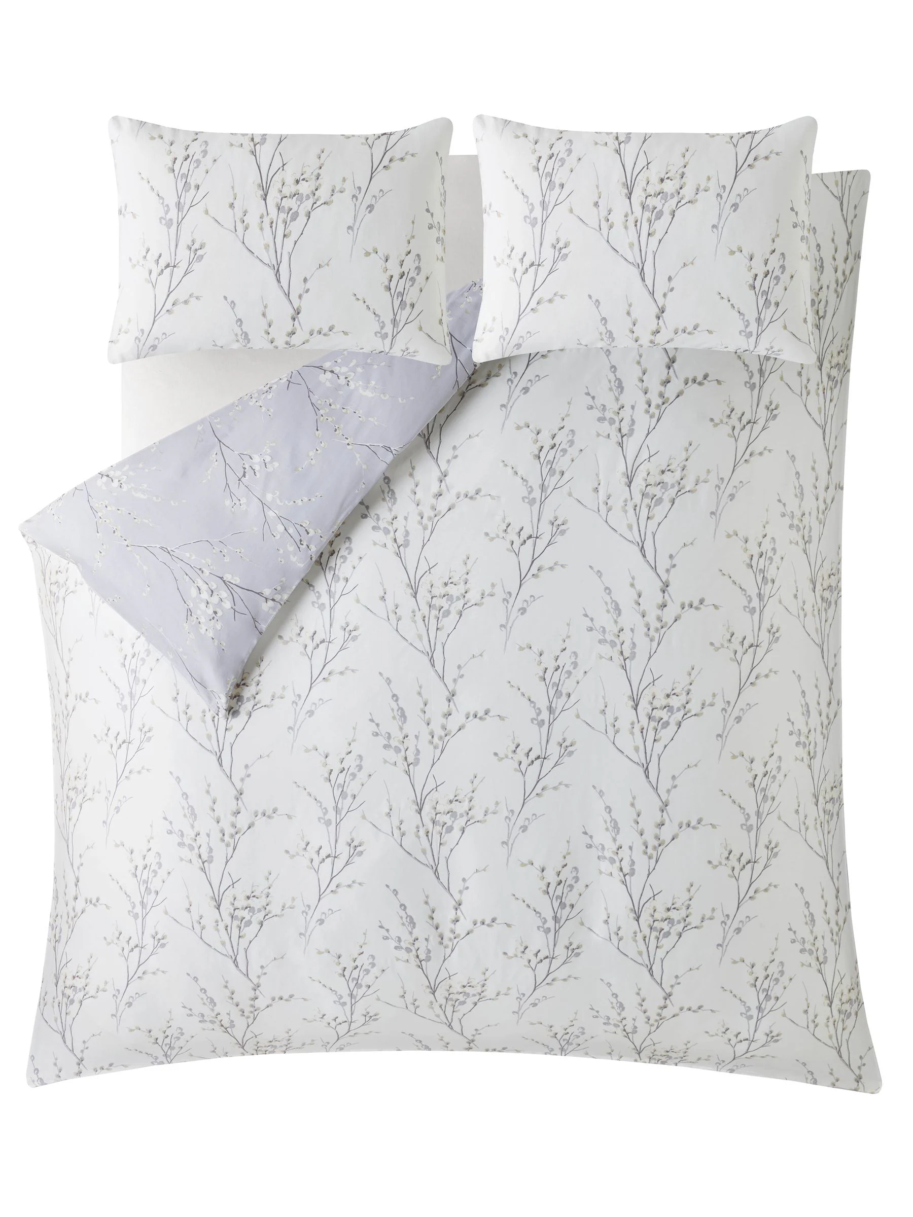 Laura Ashley 100% Cotton Sateen 200 Thread Count Pussy Willow Duvet Cover and Pillowcase Set