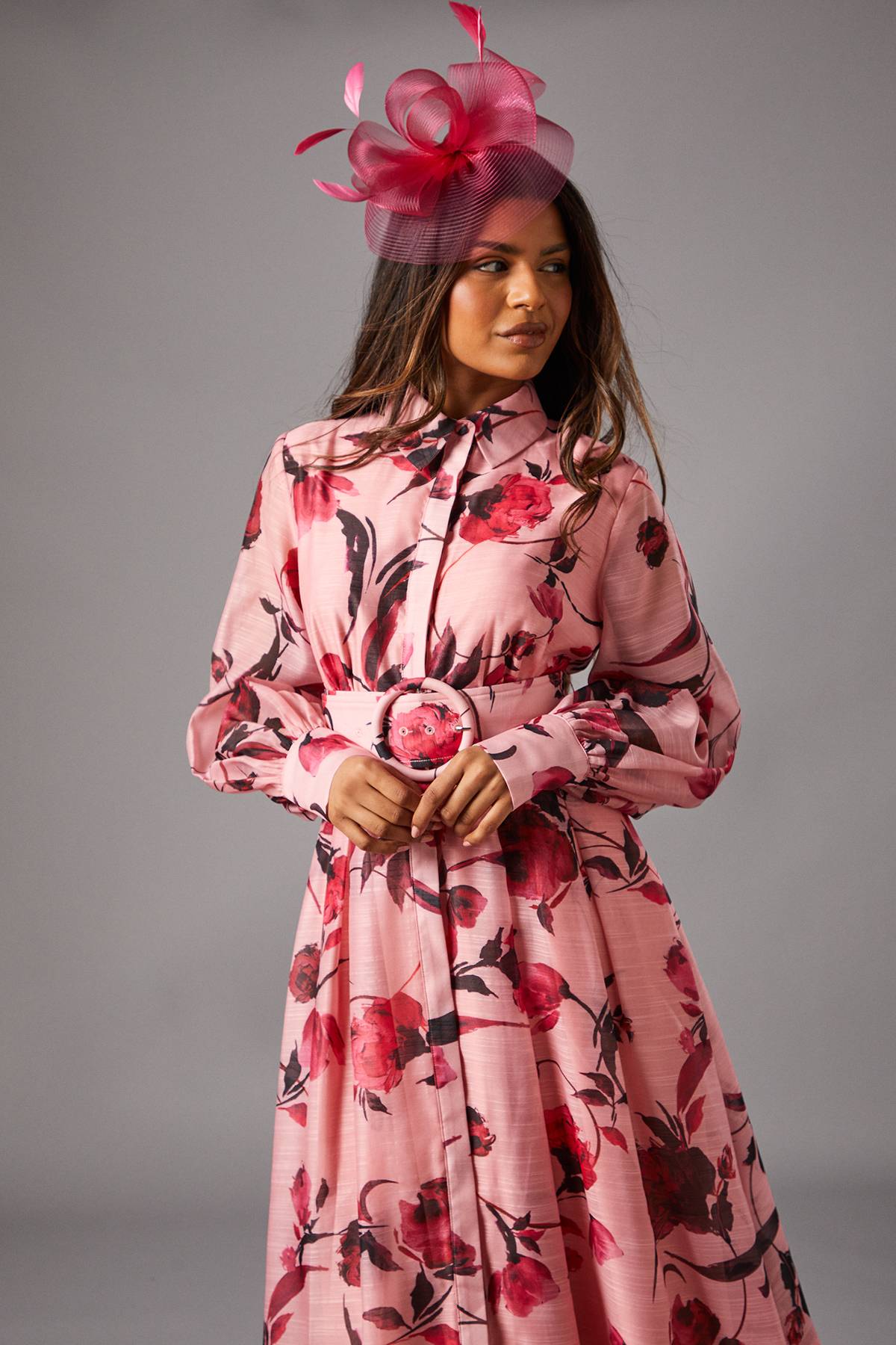 Coast Robe Mi-Longue à Manches Longues en Organza Imprimé Petite