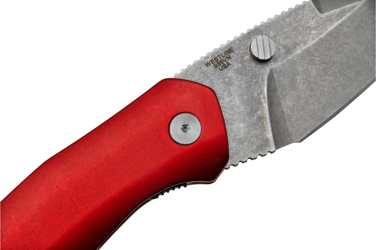 Case Westline 36551 Red Anodized Aluminum, Drop Point Blade S35VN, zakmes