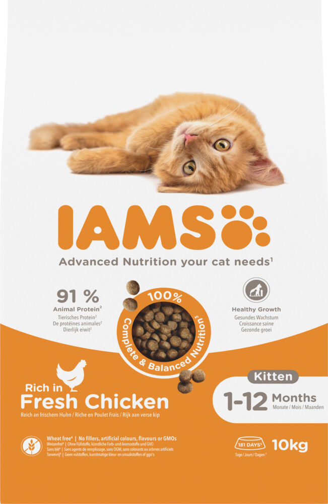 IAMS Kitten & Junior - Kattenvoer - 10 Kilogram - kalkoen, kip