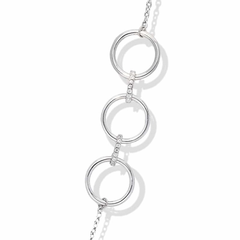 Collier Sautoir Argent Rhodié élise Sertie De Zirconium Blanc