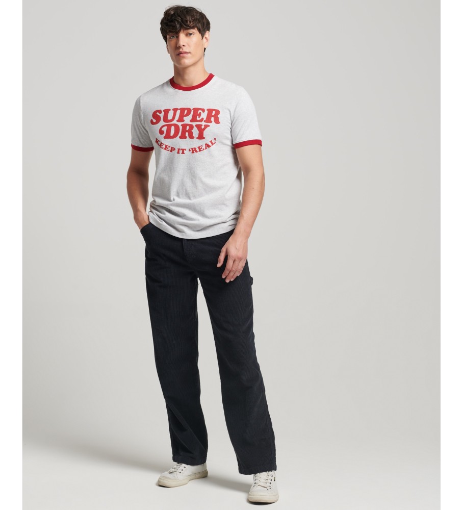 Camiseta canelada Superdry Vintage Cooper Class em algodão orgânico cinza