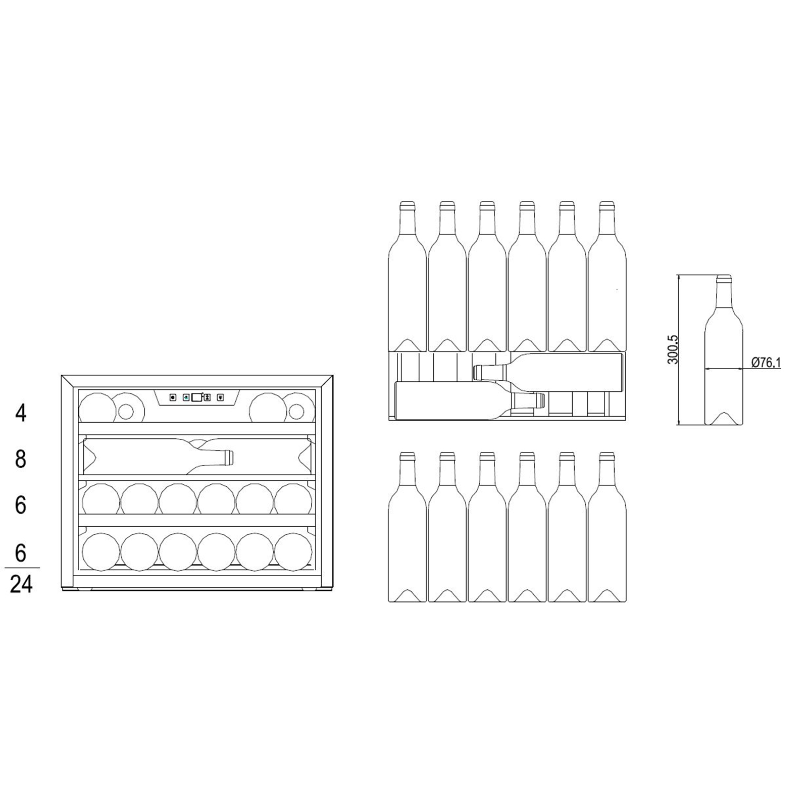 AMICA Einbau-Weintemperierschrank WK 341 200 S - schwarz - G