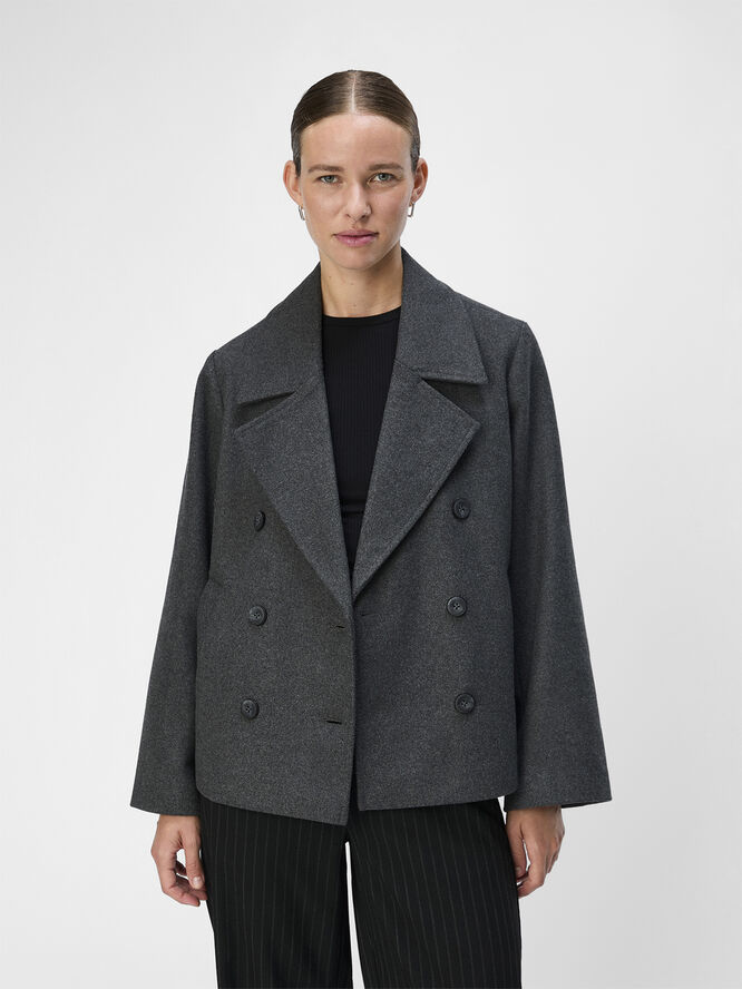 Object OBJKEILY SHORT JACKET NOOS Dark grey melange/col