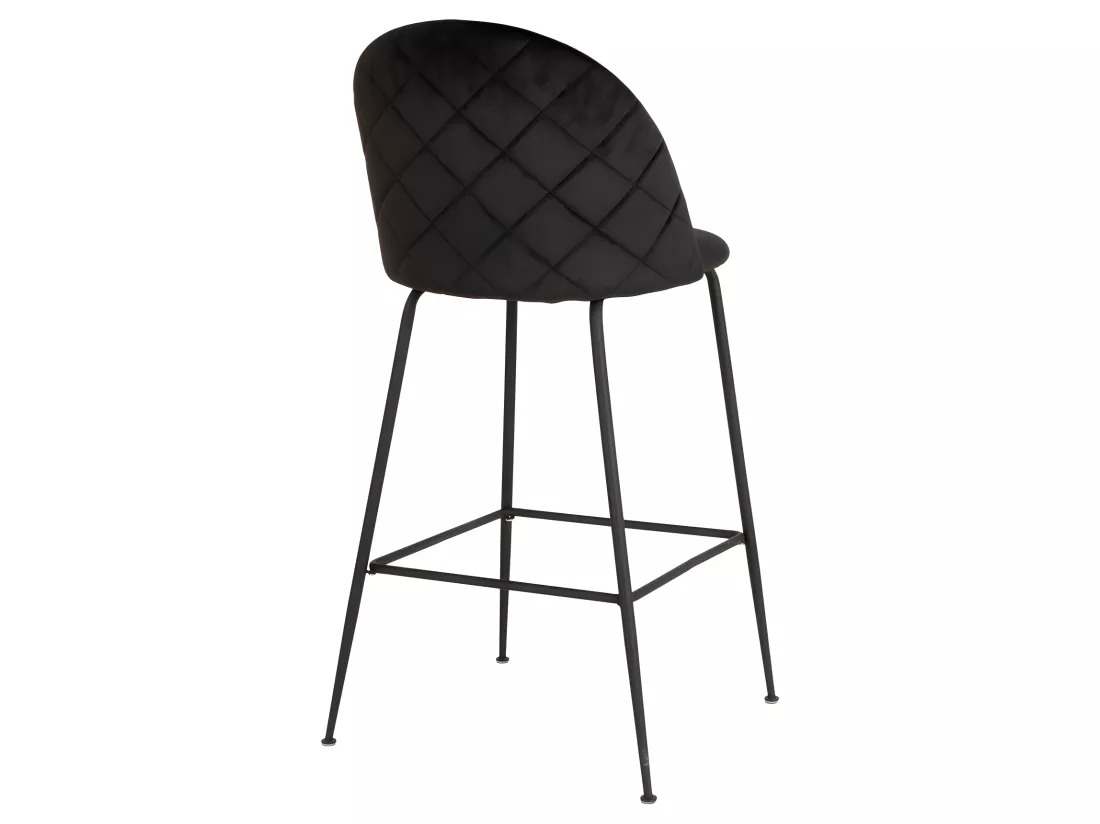 Lausanne - Lot de 2 chaises de bar en velours et métal H77cm - Noir