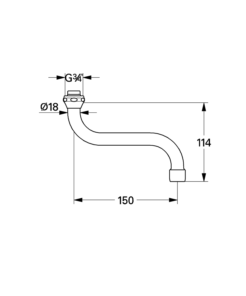 Grohe draaibare S-uitloop voor keukenmengkraan 15cm chroom