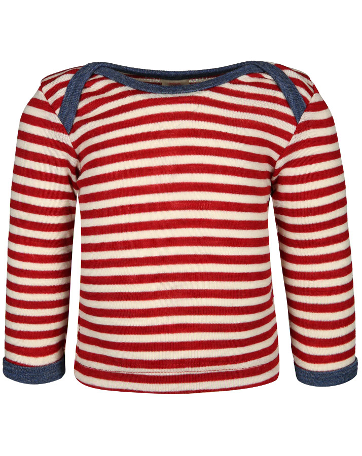 Woll-Langarmshirt ESSENTIAL BABY gestreift in rot melange