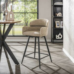 Hoyz Collection - Barstoel Draaibaar 2 Stuks - Boucle Zandkleur