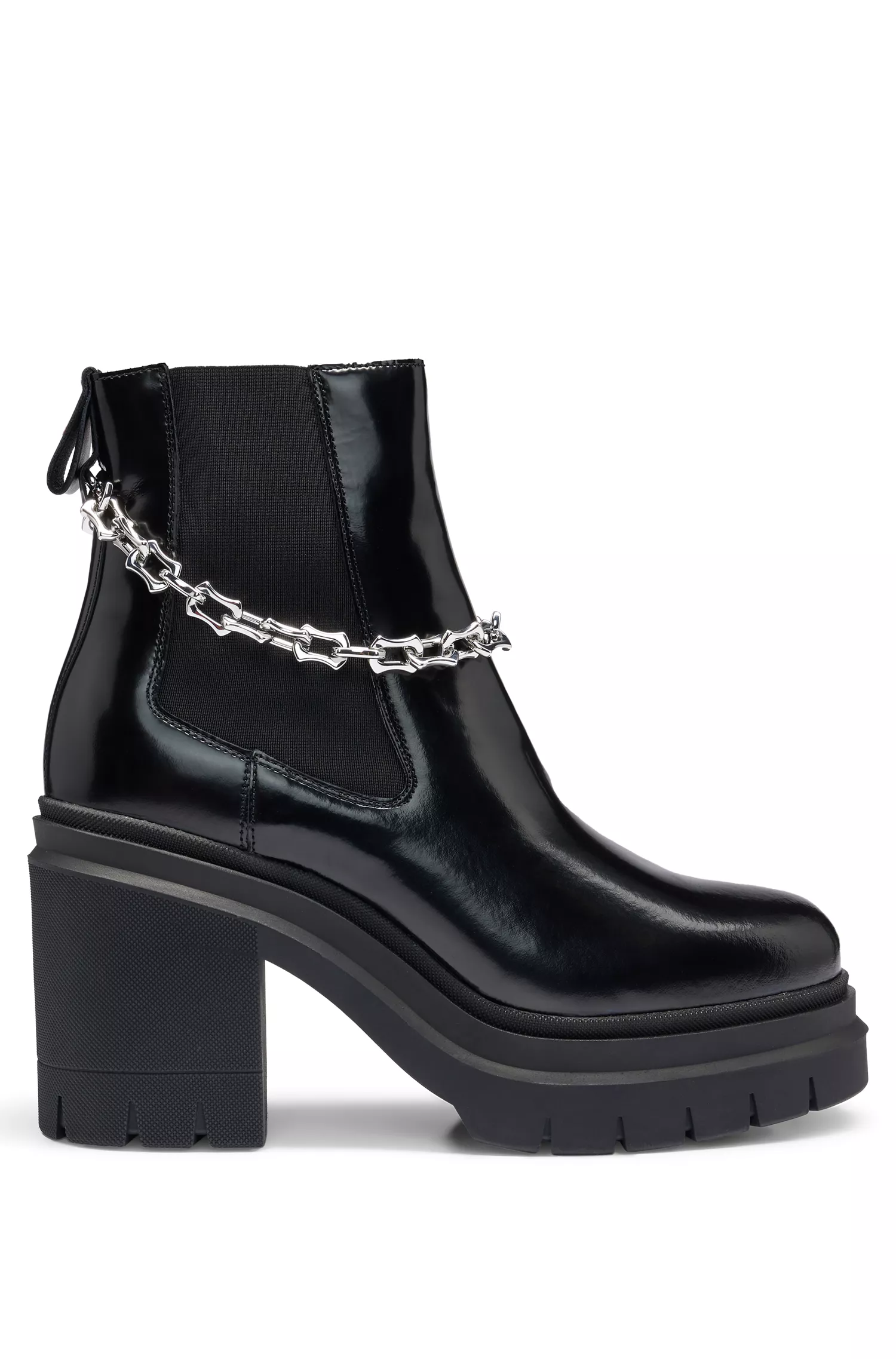 Botas Chelsea de couro HUGO Red-HUGO x Bella Poarch com detalhes.