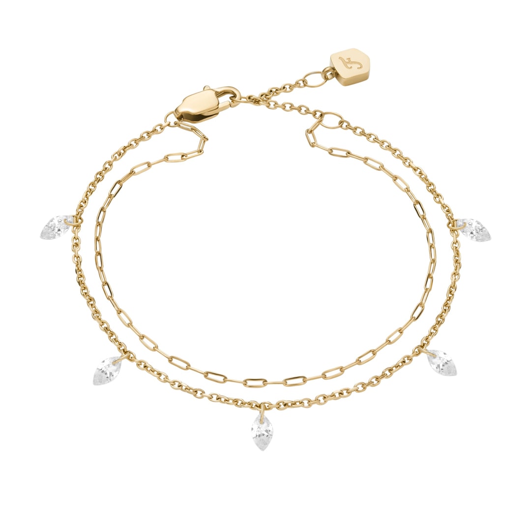 Fossil Ellis Armband Shaky Glitz mehrreihig Edelstahl goldfarben