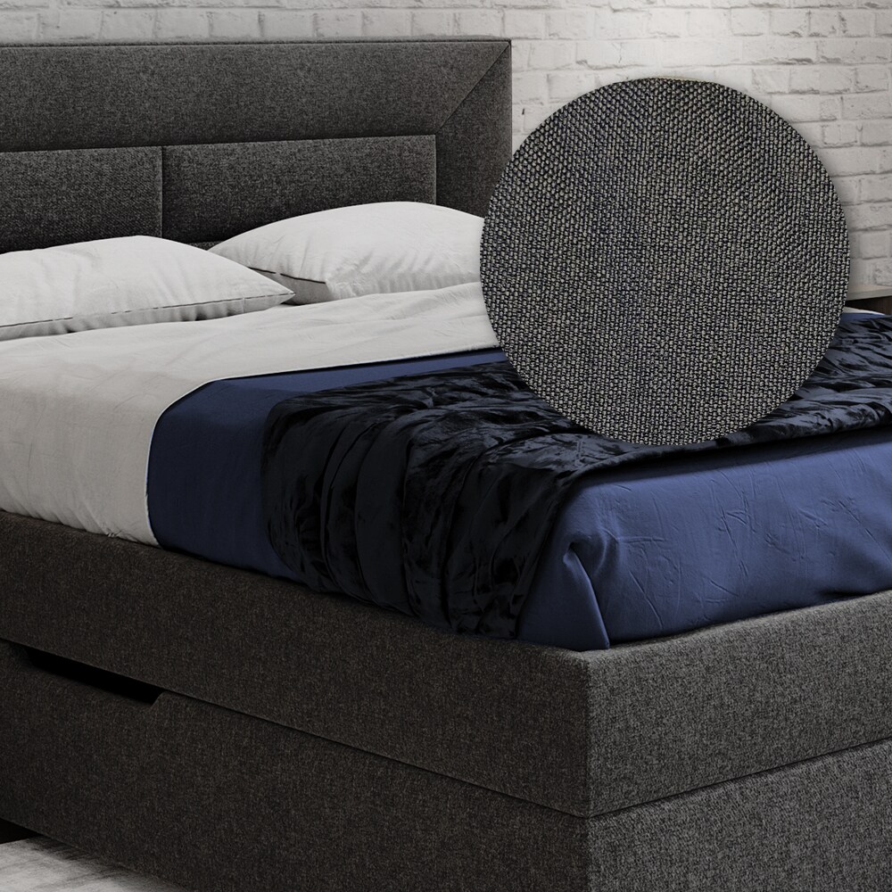 VitaliSpa Boxspringbett Doppelbett Ehebett Anthrazit modern 180x200 cm Schlafzimmer Bett Taschenfederkern PU-Komfortschaum Matratze Topper Bettkasten Möbelstoff Aufbewahrung