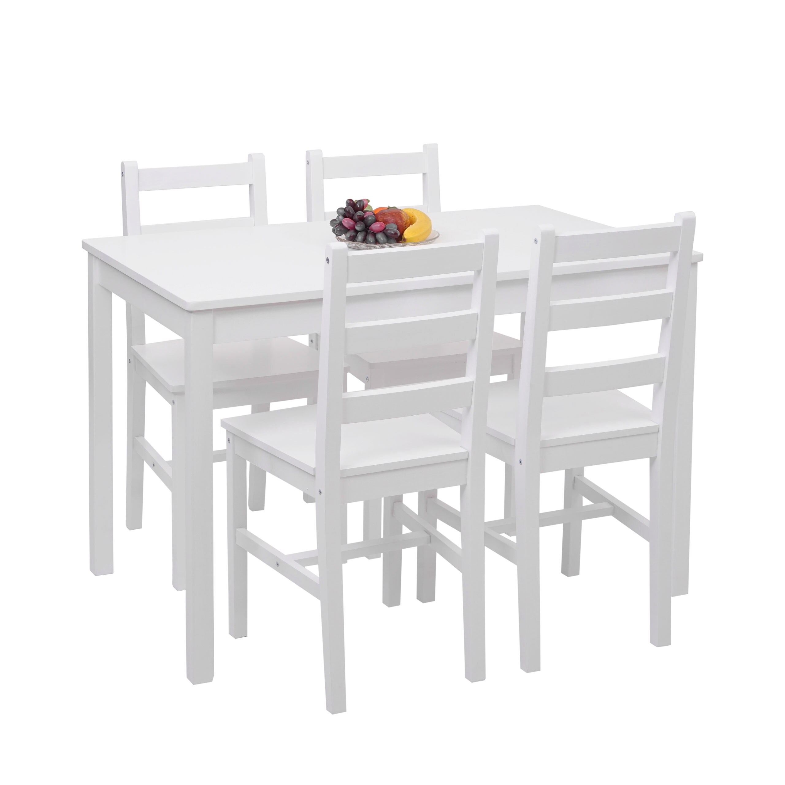 Esszimmer-Set MCW-F77, Sitzgruppe Esszimmergruppe, Massiv-Holz Landhaus 110cm ~ weiß