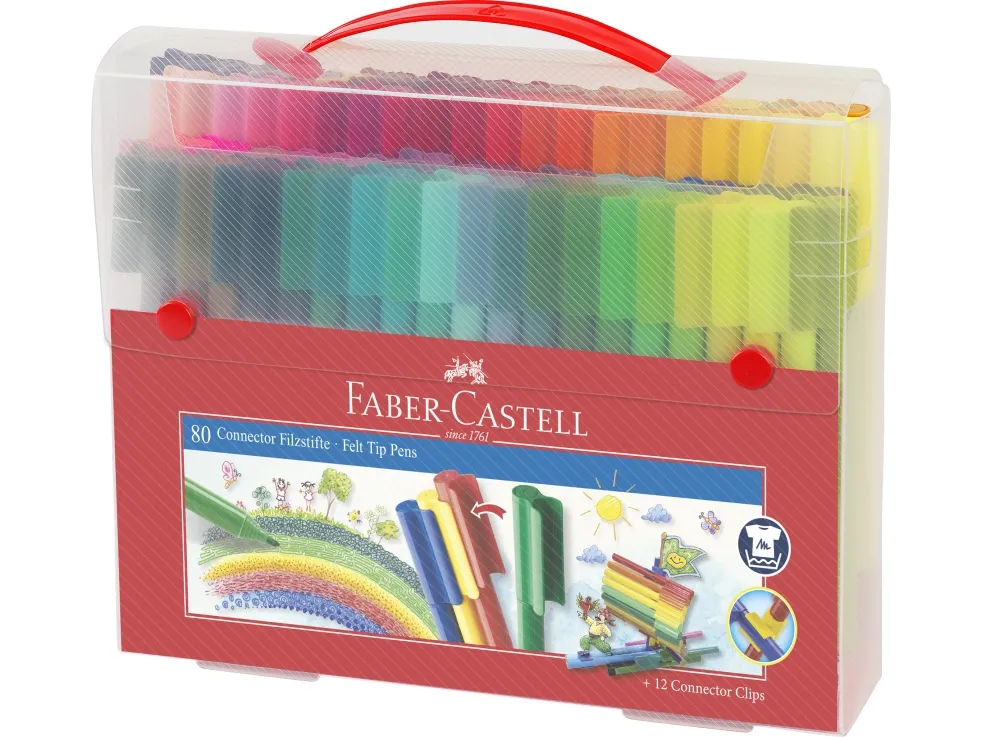 Faber-Castell Connector tusser i kuffert - med 80 stk. ass. farver