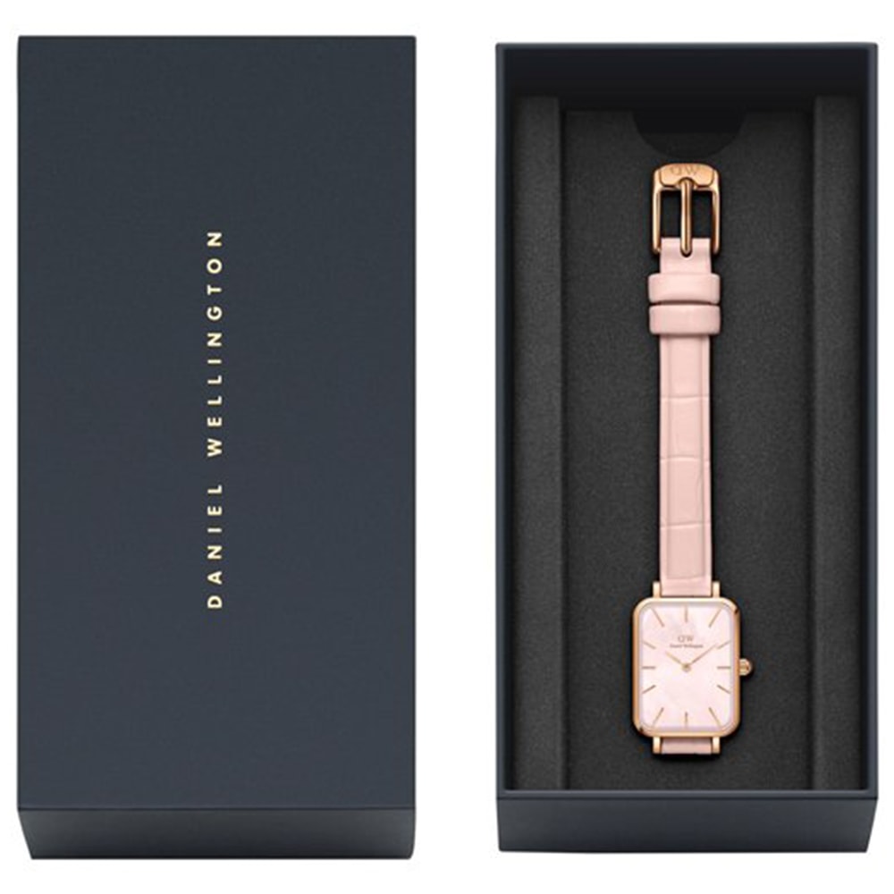 Montre à quartz - Plaqué or rose, nacre & cuir - Femme