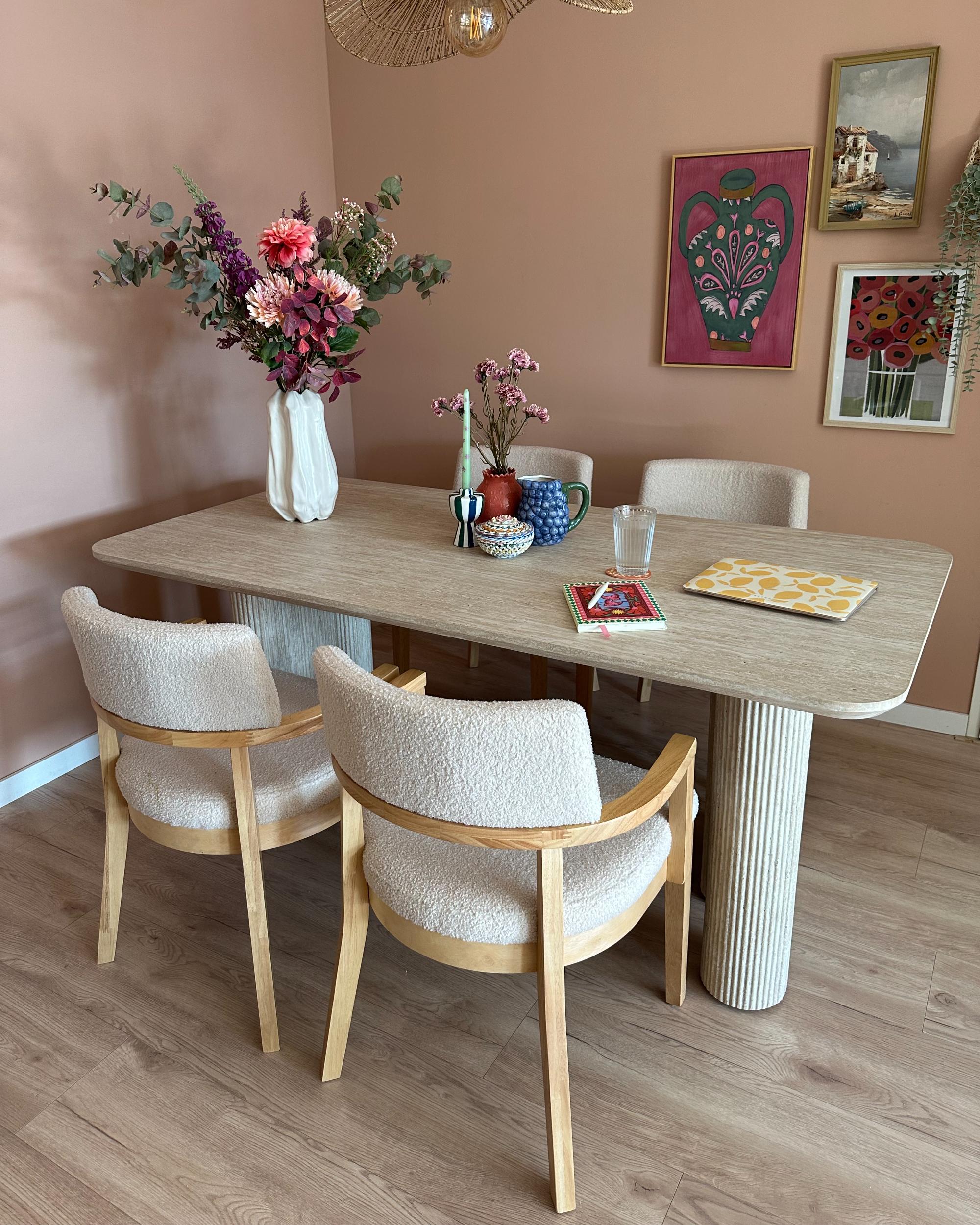 Set van 2 eetkamerstoelen DALBO Bouclé Lichtbruin/beige