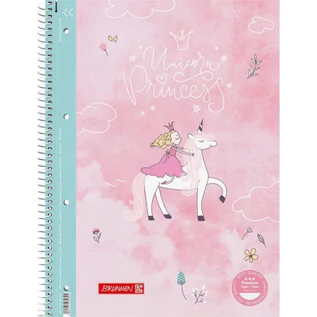 BRUNNEN Collegeblock Premium Unicorn Princess A4 kariert, mit Randlinie innen und außen, Lin. 28